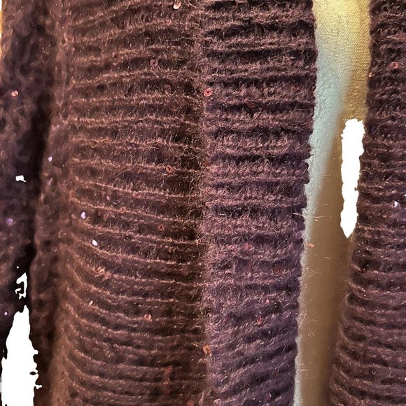 Express Purple Chunky Knit Sequins Shawl Collar Dolman Sleeve Sweater Sz S/P - Picture 3 of 4